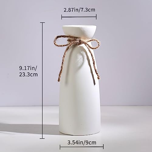 Ceramic Vase - Flowers Vases Modern Home Decor, White Geometric Decorative Vase for Living Room, Dried Flower Vase, Mantel, Table Decoration