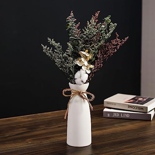 Ceramic Vase - Flowers Vases Modern Home Decor, White Geometric Decorative Vase for Living Room, Dried Flower Vase, Mantel, Table Decoration