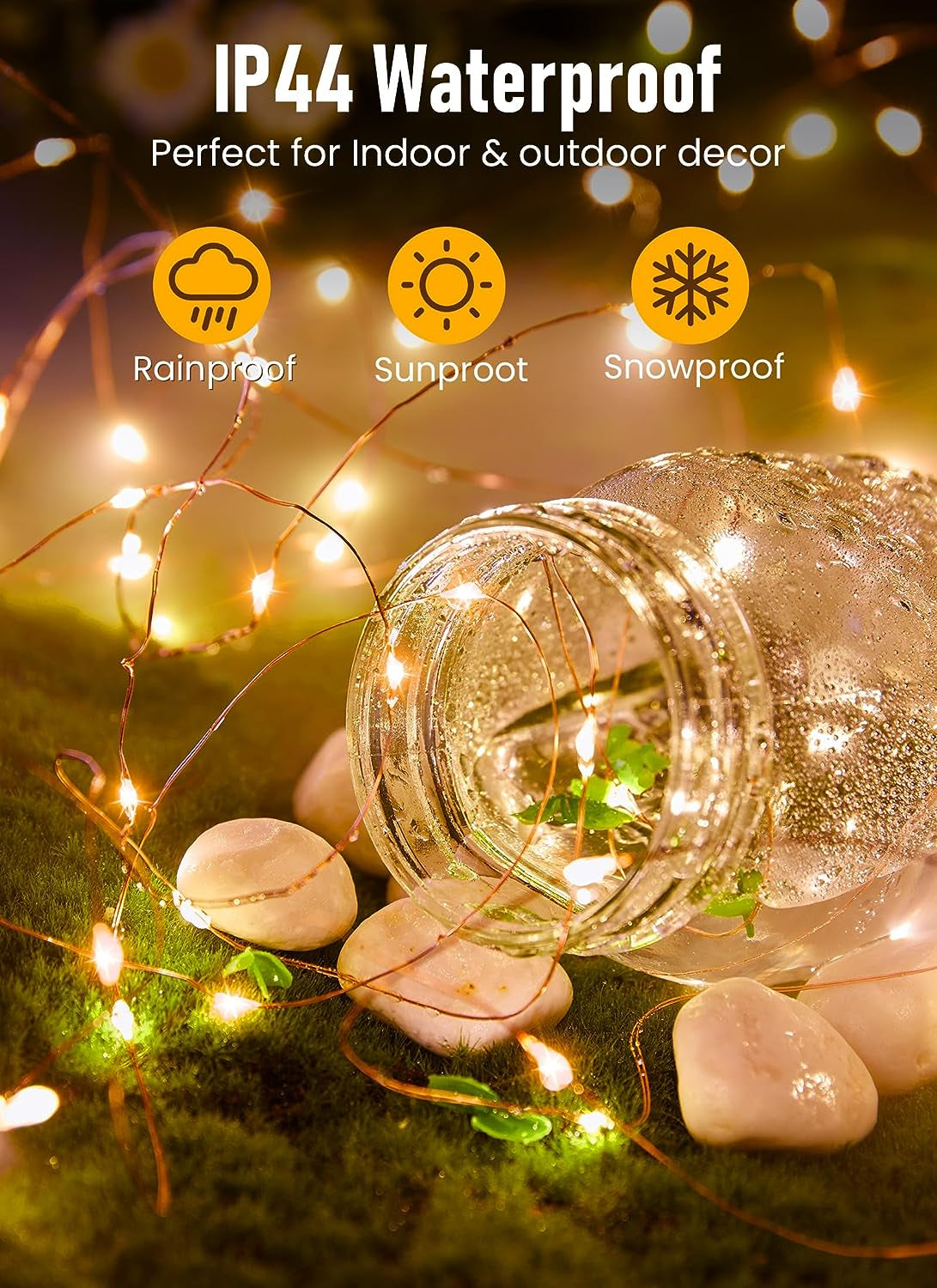 Minetom Fairy Lights Battery Operated, 33FT 100 LED Mini Battery Powered String Lights Copper Wire Twinkle Lights Mason Jar Lights, Waterproof Starry Firefly Lights for Party Wedding Christmas Decor