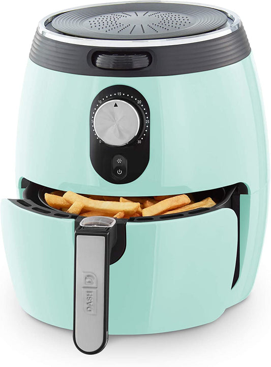 Deluxe Electric Air Fryer + Oven Cooker with Temperature Control, Non-Stick Fry Basket, Recipe Guide + Auto Shut off Feature, 1200-Watt, 3 Quart - Aqua