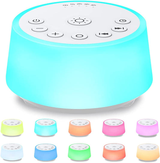 Sound Machines with 10 Colors Night Light 25 Soothing Sounds and Sleep White Noise Machine 32 Volume Levels 5 Timers Adjustable Brightness Memory Function for Adults Kids Baby