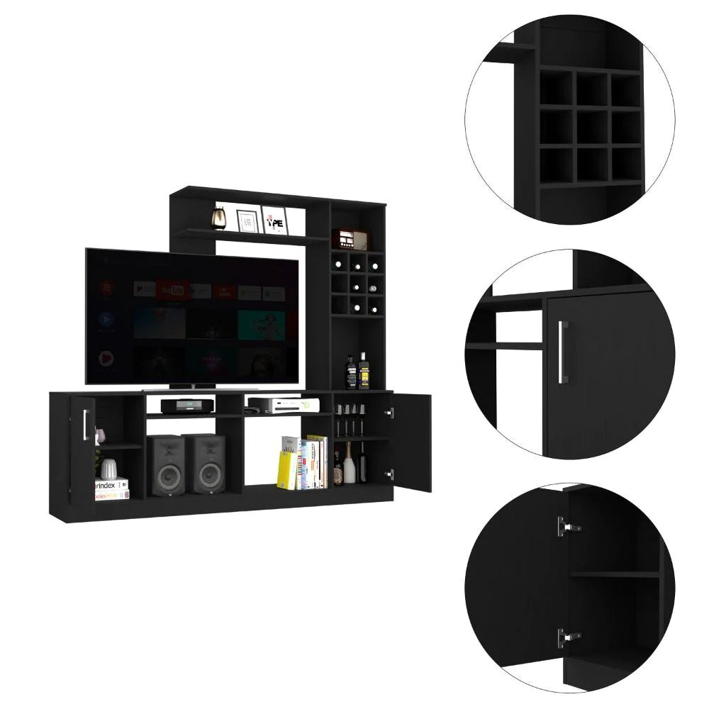 Entertainment Center Modoc for Tv´S up 78", Black Wengue Finish