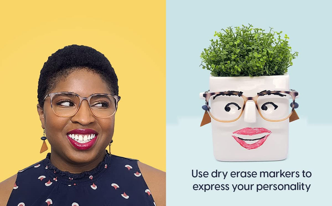 Face Plant, Novelty Planter Holds Small Plants, Glasses & You Can Draw on It. Elegant Ceramic Pot for Succulents, Cacti or Your Average Fern, Perfect Gifting