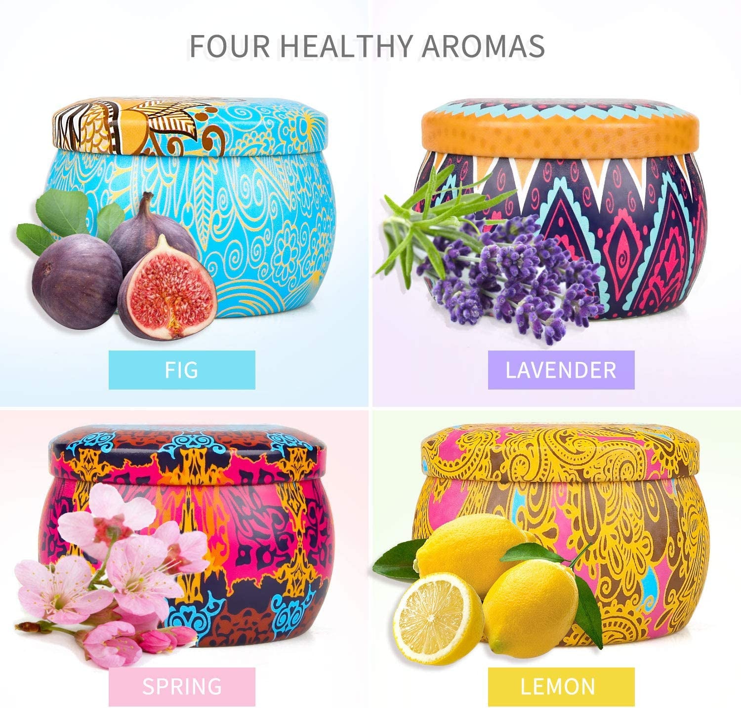 Scented Candles Gifts Set for Women, Aromatherapy Candles for Home Scented, Upgraded Large Tin of Soy Candle Lavender Candle Birthday Gifts for Women Girlfriend Mom Bath Spa Meditation Candles