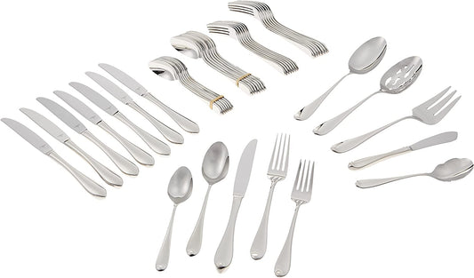 Studio 45-Piece Flatware Set, 6.30 LB, Metallic