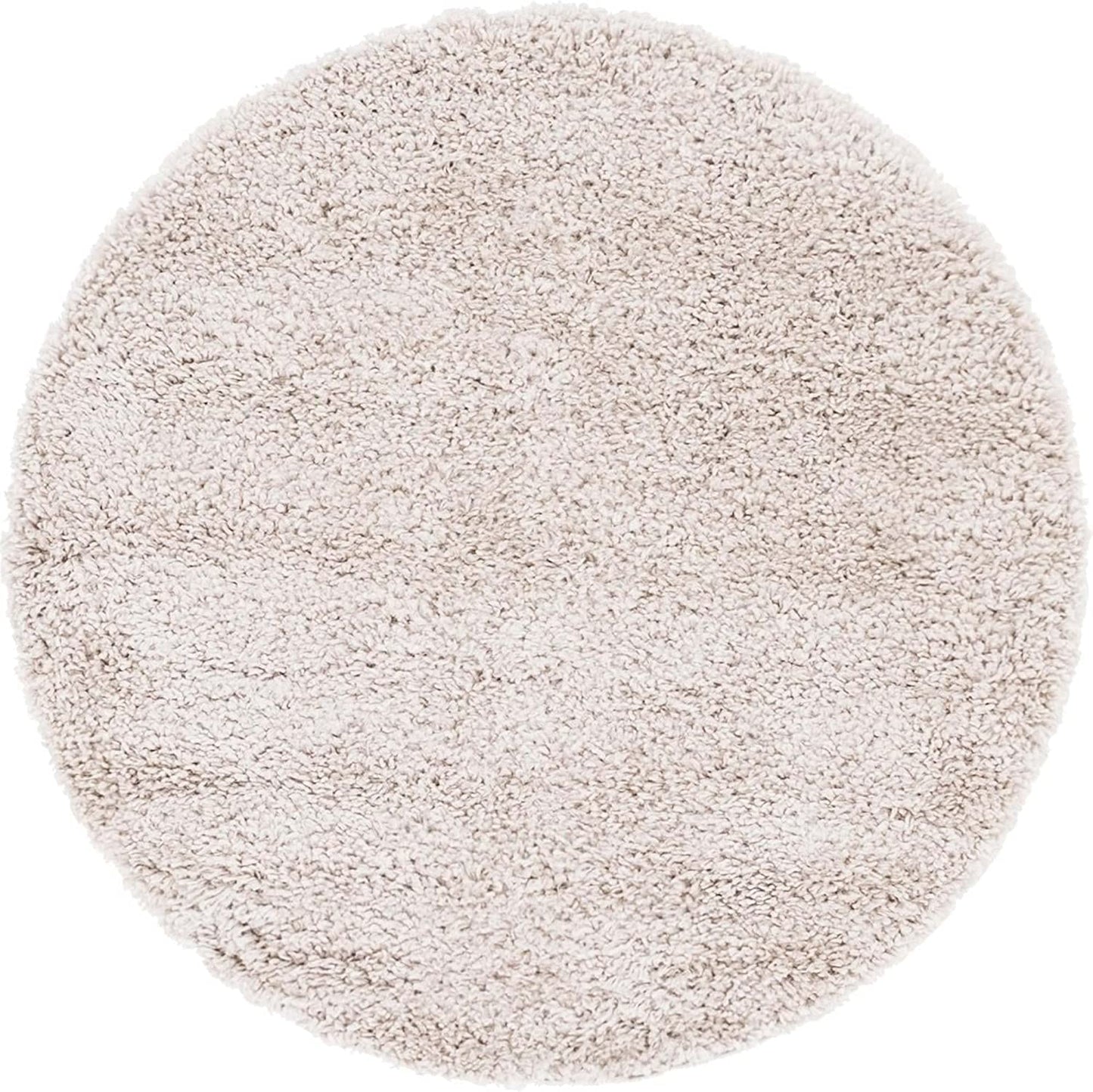 Davos Shag Collection Area Rug - Solid (4' 1" Round, Linen)