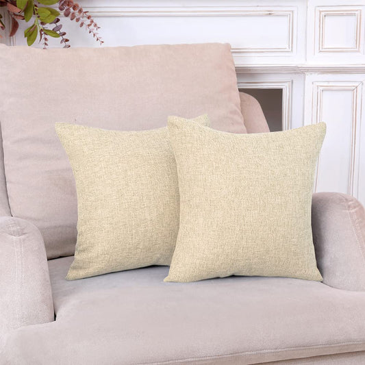 Throw Pillow Covers, Throw Pillows for Couch, 18"X18" Farmhouse Pillow Covers, Beige Pillow Covers Set of 2 Decorative Throw Pillow Bed Sofa Couch Pillow Covers for Seat Car Living Room
