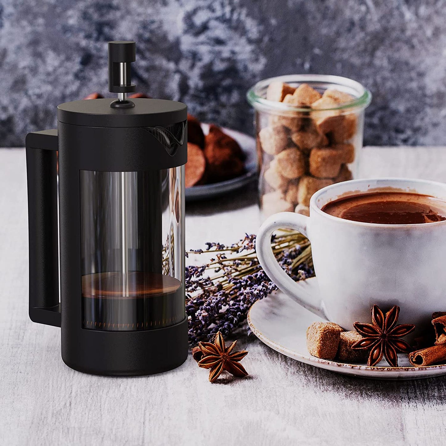 French Press Coffee Maker 12 Oz, Camping French Coffee Press Glass, Heat Resistant Thickened Glass Coffee Press, 100% BPA Free Prensa Francesa, Rust-Free and Dishwasher Safe (12 Oz)