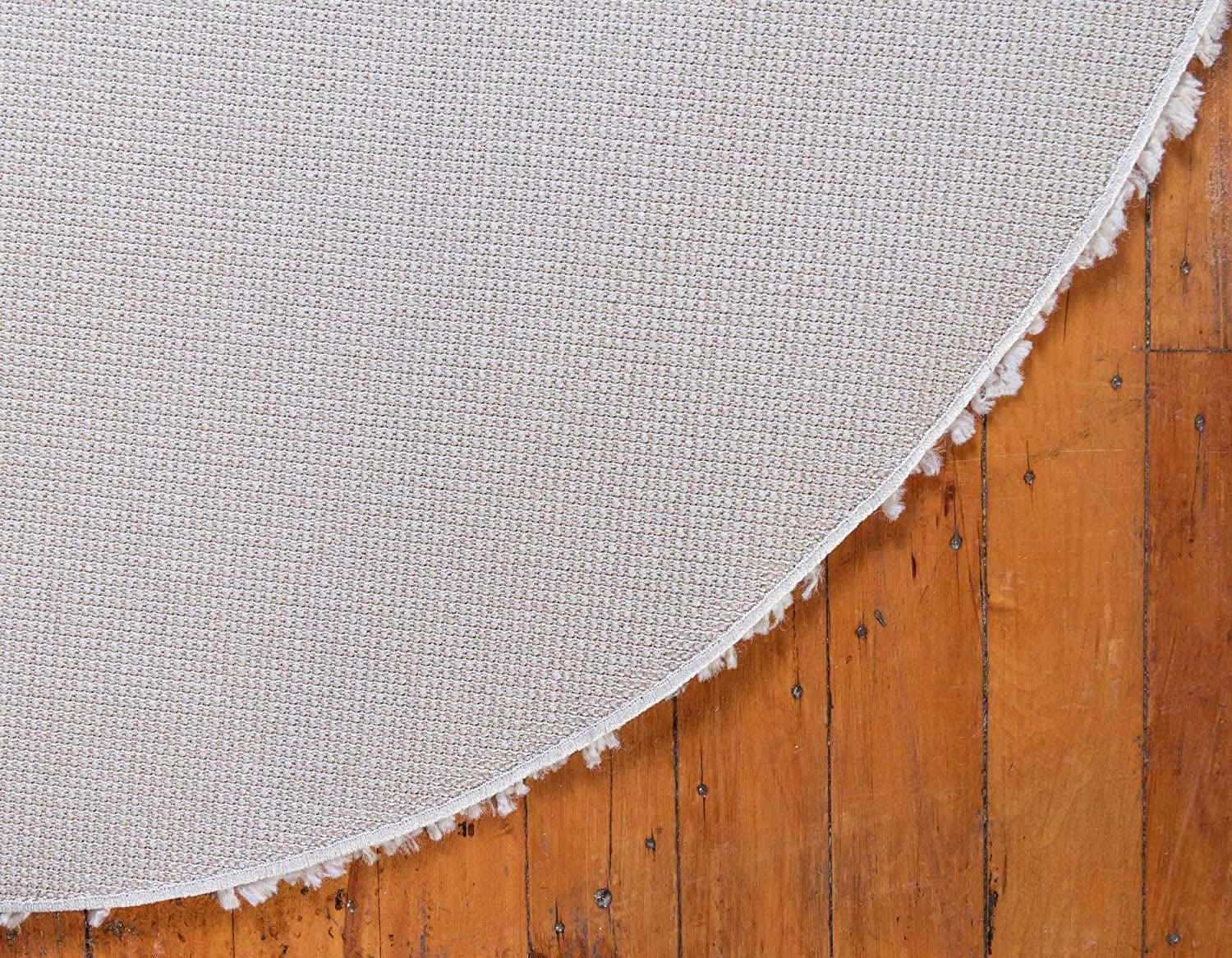 Davos Shag Collection Area Rug - Solid (4' 1" Round, Linen)