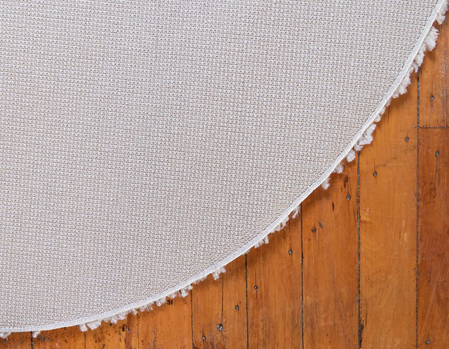 Davos Shag Collection Area Rug - Solid (4' 1" Round, Linen)