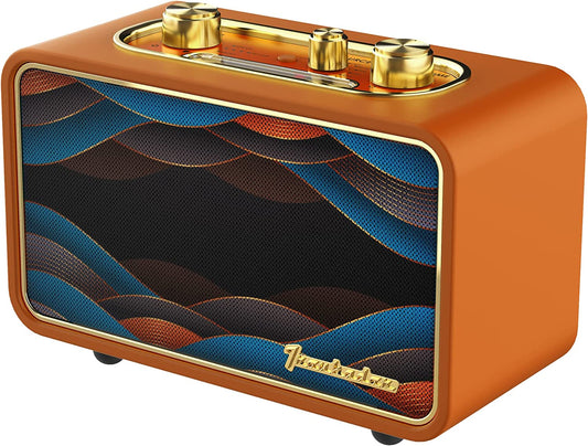 Bluetooth Speaker Portable Retro Radio Vintage Bluetooth Speaker for Iphone Samsung. Elegant & Vintage Design AM/FM Radio for Home Office Outdoor, Wooden Vintage Style, Walnut