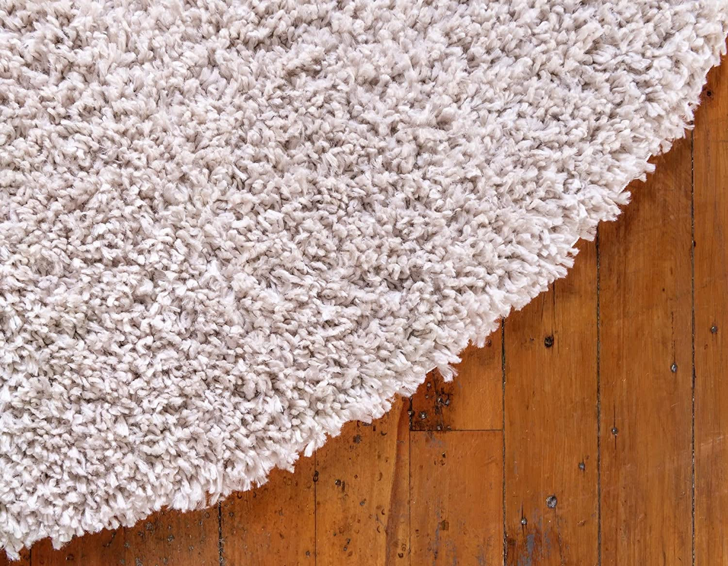 Davos Shag Collection Area Rug - Solid (4' 1" Round, Linen)
