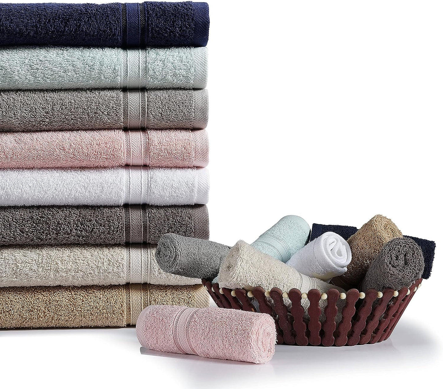 Large Bath Towels Set of 4, 100% Cotton Ultra Low Twist Bath Towel Set, Quick Dry Towels for Bathroom, Super Absorbent Bathroom Towels, Oversized Bath Towels - Grey Towels