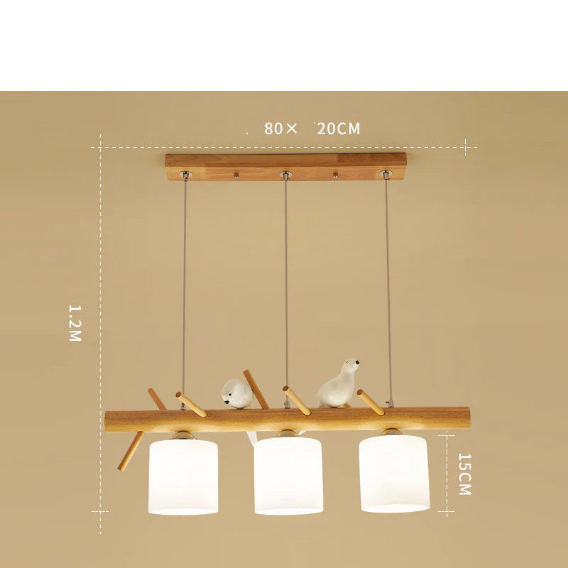Led Bird Chandelier Japanese Log Lighting