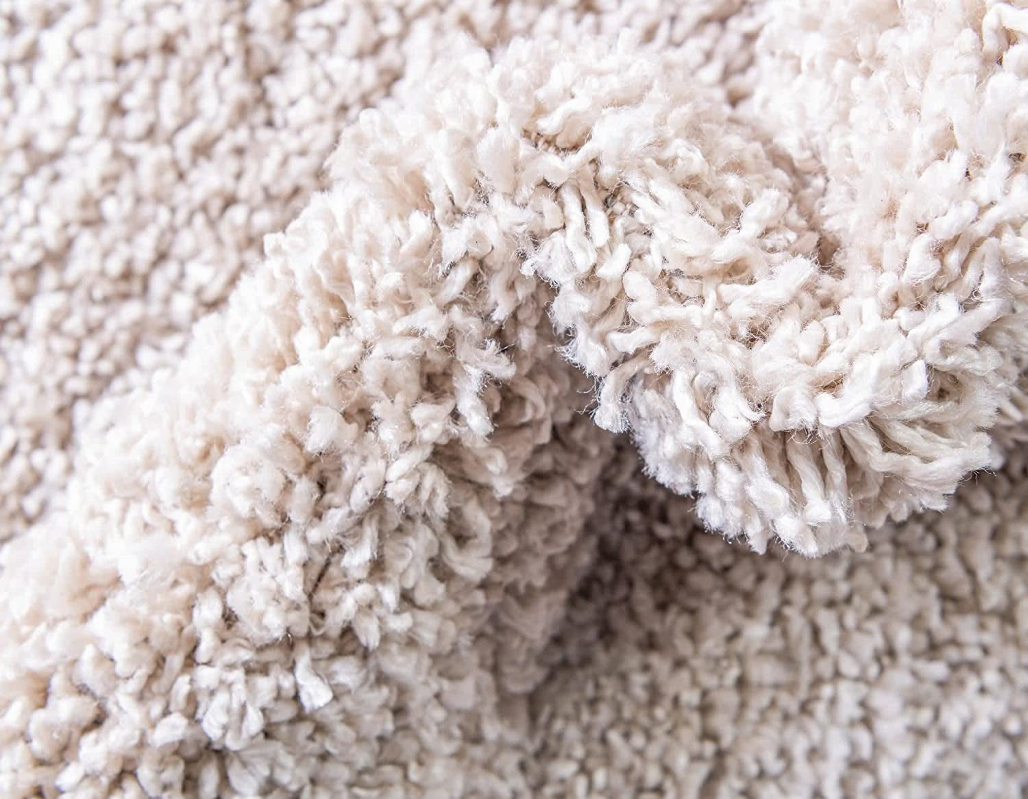 Davos Shag Collection Area Rug - Solid (4' 1" Round, Linen)
