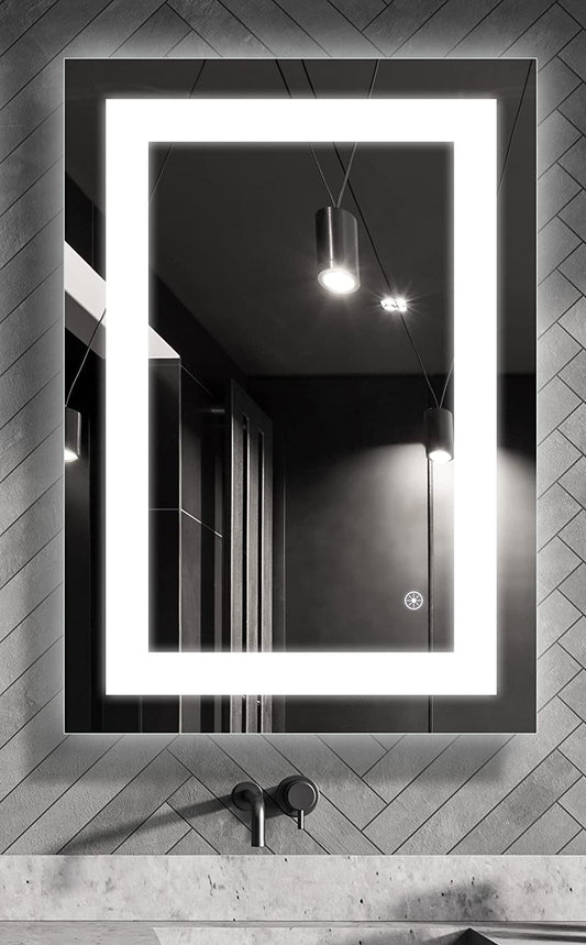 LED Bathroom Mirror 20 X 28 Lighted Vanity Makeup Mirror with Front Light, Wall Mounted Dimmable Mirrors with Anti-Fog,Touch Switch for Bathroom Bedroom (Horizontal/Vertical)